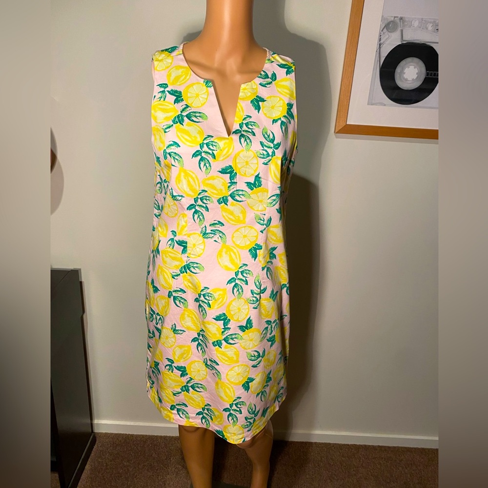Cynthia Rowley dress lemon print shift dress size 10 - Picture 1 of 7